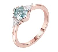 Lirzxin Anello di Matrimonio Donna, Anelli Amicizia Oro Rosa 14K Elegante Moissanite A Doppio Triangolo e Esagono Verde da 1ct Anello Fidanzamento Donna Oro Rosa Misura 6,75