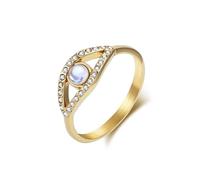Lirzxin Anello Donna Acciaio Inossidabile, Anello Nuziale Anelli Donna Design Occhi 8MM Largo con Pietra di Luna e Zirconi Oro Misura 25