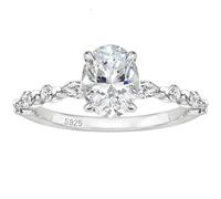 Lirzxin Anello Donna Argento Sterling 925, Anello Anniversario Anelli Donna Elegante A Mezza Eternity con Zirconi Ovali 4 Griffe da 3ct Argento Misura 13
