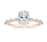 Lirzxin Anello Donna Argento Sterling 925, Anello Nuziale Anelli Donna Elegante A Mezza Eternity con Zirconi Ovali 4 Griffe da 3ct Oro Rosa Misura 20