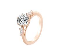 Lirzxin Anello Donna Fidanzamento, Anelli Amicizia Oro Rosa 9K Design Geometrico Semplice con A 6 Griffe Moissanite Rotondo da 3ct Anello Donna Vintage Oro Rosa Misura 11