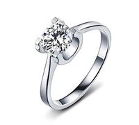 Lirzxin Anello Eternity Oro Bianco 9K, Anelli Donna Fidanzamento Solitario Geometrico A 4 Punte Moissanite Rotonda 0.5 Carato Anello per Mamma, Fidanzata, Sposa Oro Bianco Misura 8