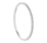 Lirzxin Anello Eternity Oro Bianco 9K, Anello Fede Nuziale Donna Diamante Rotondo A Fila Sottile Anelli per Mamma, Fidanzata, Sposa Oro Bianco Misura 25