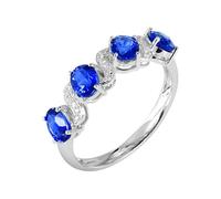 Lirzxin Anello Fede Nuziale Donna, Anelli di Matrimonio Oro Bianco 18K Design Onda 1.83ct Ovale Zaffiro Sintetico e Moissanite Anello per Mamma, Fidanzata, Sposa Oro Bianco Misura 27