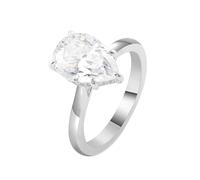 Lirzxin Anello Matrimonio, Anelli Fidanzamento Donna Oro Bianco 18K Classico con A 5 Griffe Moissanite A Goccia D'Acqua 3ct Anello Fedina Donna Oro Bianco Misura 12