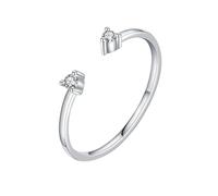 Lirzxin Anello Nuziale Donna, Anelli Eternity Oro Bianco 9K Impilabili Moissanite Rotonda Dal Design Aperto Regolabile Anelli Fidanzamento Matrimonio Oro Bianco Misura 15