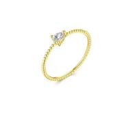 Lirzxin Anello Nuziale Donna, Anelli In Oro Giallo 18K Design Perlina Semplice con SolitariGoccia D'Acqua Moissanite Anelli Fidanzamento Matrimonio Oro Giallo Misura 22