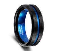 Lirzxin Anello Uomo Tungsteno, Anello di Matrimonio Anelli Uomo Largo 6MM Opaco Spazzolato e Scanalatura Al Centro Nero Misura 20