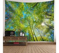 Lirzxin Arazzi da Parete Moderni, Arazzo Murale Verde Blu Paesaggio di Cielo e Foresta Tapestry Utilizzato in Camera da Letto, Soggiorno, Copriletto, Decorazione Murale, 150x130CM