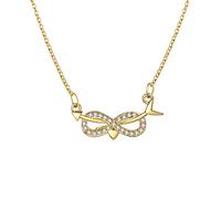 Lirzxin Collana Donna Oro 14K Vero, Collana con Ciondolo Cuore Infinito Freccia con Diamante Sintetico Rotondo Collane Elegante Donna Oro Giallo 45 CM