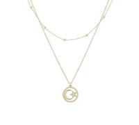 Lirzxin Collana Pendente Donna Rame, Catene Collane Pendente Donna Doppio Strato A Stella Luna e Cerchio con Zirconi Bianco Catena Collana Oro