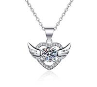 Lirzxin Collane Donna Oro 18K Vero, Collana Catena Forma di Ala del Cuore Vuoto con Diamante Sintetico Ciondolo Collana Donna Oro Bianco 45 CM