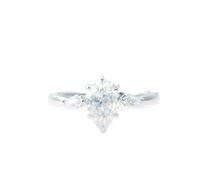 Lirzxin Fede Nuziale, Anello Donna Matrimonio Oro Bianco 18K Classico A 6 Griffe Moissanite A Goccia D'Acqua da 1.5ct Anelli Donna Fidanzamento Oro Bianco Misura 10