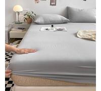 Lirzxin Lenzuola Angoli Matrimoniale Fibra di bambù, Lenzuolo Matrimoniale 180x220 cm Tinta Unita Lenzuolo e 2 Federe Morbido, Traspirante, Lavabile in Lavatrice, Grigio Chiaro