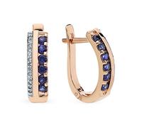 Lirzxin Orecchini Cerchio Donna Oro Rosa 9K, Orecchino Cerchio Donna Doppia Fila con Tanzanite e Moissanite Piercing Orecchini Oro Rosa