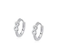 Lirzxin Orecchini Donna a Cerchio 14K 585 Oro Bianco, Orecchino Cerchio Donna Ipoallergenici Design A Infinito Cavo con Moissanite Rotondi Orecchini Sposa Matrimonio Leggeri, Oro Bianco