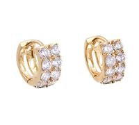 Lirzxin Orecchini Donna Oro Cerchio 18K, Orecchino Cerchio Donna Design Vuoto Moissanite Rotonda A Doppia Fila Piercing Orecchini Oro Giallo