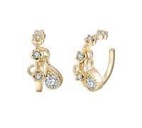 Lirzxin Orecchini Donna Oro Giallo 14K 585, Ear Cuff Orecchini Senza Buco Donna Moissanite Rotonda con Pendente Goccia D'Acqua Non Piercing Clip Oro Giallo