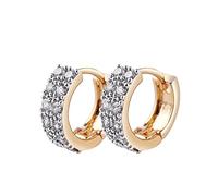 Lirzxin Orecchini Donna Oro Giallo 18K 750, Orecchino Cerchio Donna Cerchio con Moissanite Rotonda A Doppia Fila Piercing Orecchini Oro Giallo