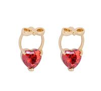 Lirzxin Orecchini Donna Oro Giallo 9K 375, Orecchino Lobo Trago Tragus Donna Nodo A Fiocco con Rubino Sintetico Forma di Cuore Piercing Orecchini Oro Giallo