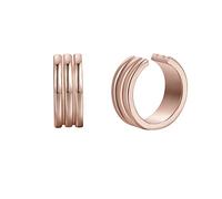 Lirzxin Orecchini Donna Oro Rosa 18K 750, Ear Cuff Orecchini Senza Buco Donna Strisce Cerchio Lucido Non Piercing Clip Oro Rosa