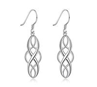 Lirzxin Orecchini Oro Bianco 18K Donna, Orecchini Pendenti Donna Infinito Geometrico Vuoto Piercing Orecchino Oro Bianco