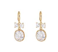 Lirzxin Orecchini Oro Donna 14K 585, Orecchini Pendenti Donna Cerchio con Nodo A Fiocco Ovale Moissanite Piercing Orecchino Oro Giallo