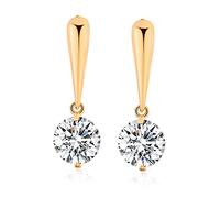Lirzxin Orecchini Oro Donna 14Kt, Orecchini Donna Pendenti Lunghi Barra con Moissanite Rotonda Piercing Orecchino Oro Giallo