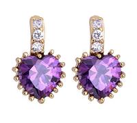 Lirzxin Orecchini Oro Donna 18Kt, Orecchino Lobo Trago Tragus Donna Elegante Cuore di Ametista Piercing Orecchini Oro Giallo