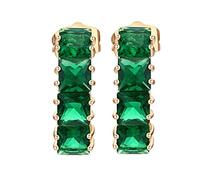 Lirzxin Orecchini Oro Giallo 14K 585, Orecchino Lobo Trago Tragus Donna Fila Forma Quadrata Verde Smeraldo Sintetico Piercing Orecchini Oro Giallo