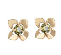 Lirzxin Orecchini Oro Giallo 18K Donna, Orecchino Lobo Trago Tragus Donna Fiore Vuoto con Peridoto Rotondo Verde Piercing Orecchini Oro Giallo