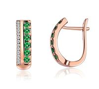 Lirzxin Orecchini Oro Rosa Cerchio 18K, Orecchino Cerchio Donna Doppia Fila con Tsavorite e Moissanite Piercing Orecchini Oro Rosa