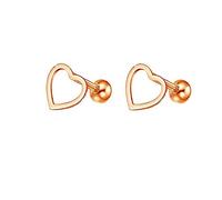Lirzxin Orecchini Oro Rosa Lobo 18K 750, Orecchino Trago Tragus Donna Cuore Vuoto Lucido Piercing Orecchini Oro Rosa