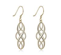 Lirzxin Orecchino Oro Giallo 14K 585, Orecchini Donna Pendenti Infinito Geometrico Vuoto Piercing Orecchini Oro Giallo