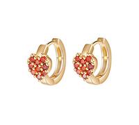 Lirzxin Orecchino Oro Giallo 18K 750, Orecchini Donna Cerchio Cerchio con Cuore Rosso Rubino Orecchino Piercing Oro Giallo