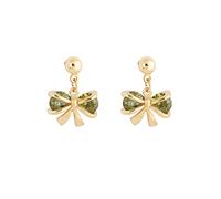 Lirzxin Orecchino Oro Giallo 18K 750, Orecchini Sposa Pendenti Nodo A Fiocco con Peridoto Rotondo Piercing Orecchino Oro Giallo