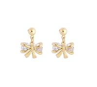 Lirzxin Orecchino Pendente Oro 14K, Orecchini Pendenti Donna Nodo A Fiocco con Moissanite Rotonda Orecchino Piercing Oro Giallo