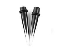 Lirzxin Plug Dilatatore Orecchio 12mm, 2 Pezzi Dilatatori Acrilico Cono Solido Stella Piercing Dilatatori Orecchini Nero Bianco 12mm