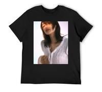 Lisa Novità Stampa Cotone Tee Design Unico Manica Corta Conversazione Starter Shirt, Nero , L