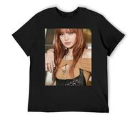 Lisa Urban Fashion T-Shirt Trendy Cotone Manica Corta Street Style Camicia per Uomo e Donna, Nero , S