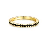 Lisandra Scott Eternity - Anello Donna in Argento 925 con Zirconi Neri e Cristalli, Larghezza 2 mm, Oro, Sottile, Pietre Nere, Metallo Prezioso