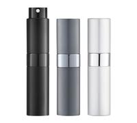 LISAPACK Flacone spray per profumo da viaggio da 8 ml (3 pezzi) dispenser vuoto di colonia, spruzzatore portatile (nero, argento, grigio)
