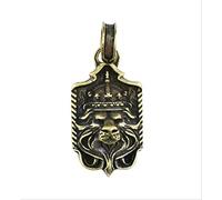 LISAQ Ottone Cinese Intagliato Testa di Leone Halley Night Knight squisita Piccola Statua Pendente (2 Pezzi)