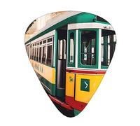 Lisbon, plettro per chitarra eccezionale con motivo tram - Stampa completa su un solo lato, plettro in materiale ABS - Vari spessori per un'esperienza musicale variegata - Ideale per chitarre e