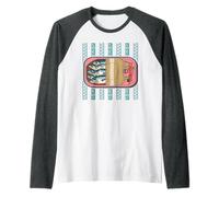 Lisbon Sardines Tinned Coastal Vintage Sardine Girl Summer Maglia con Maniche Raglan
