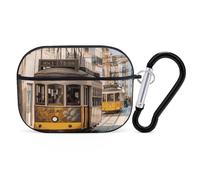 Lisbon Tram AirPods Pro Custodia protettiva con anello portachiavi, custodia protettiva rigida in PC per AirPods Pro di seconda generazione, per donne e uomini, facile da aprire, protezione completa