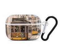 Lisbon Tram AirPods Pro Custodia protettiva con anello portachiavi, custodia protettiva rigida in PC per AirPods Pro di seconda generazione, per donne e uomini, facile da aprire, protezione completa