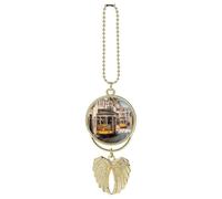 Lisbon Tram Car Hanging Ornament Rear View Mirror Pendant Lucky Presents Hanging Ornament Funny Car Pendant for Office Auto Home Decoration Golden Style