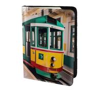 Lisbon Tram modello stampa Viaggio Portafoglio Passaporto Titolare Caso per Famiglia Pelle Passaporto Copertura per Uomo Donna, nero, Taglia unica