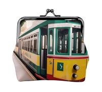 Lisbon Tram Pattern Print Compact Coin Purse Squisito Bacio Blocco Portafoglio Carino Mini Pouch Monete Carte Portafoglio